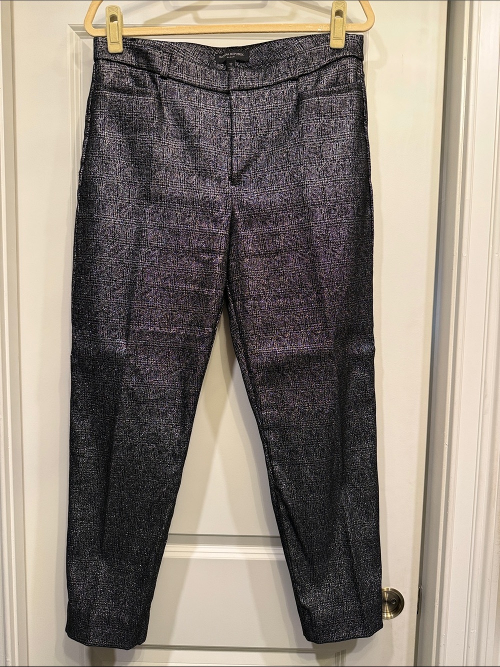 Banana Republic Metallic Black/Silver Dress Pants